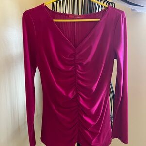 Narciso Rodriguez Magenta Gathered Long Sleeve Top